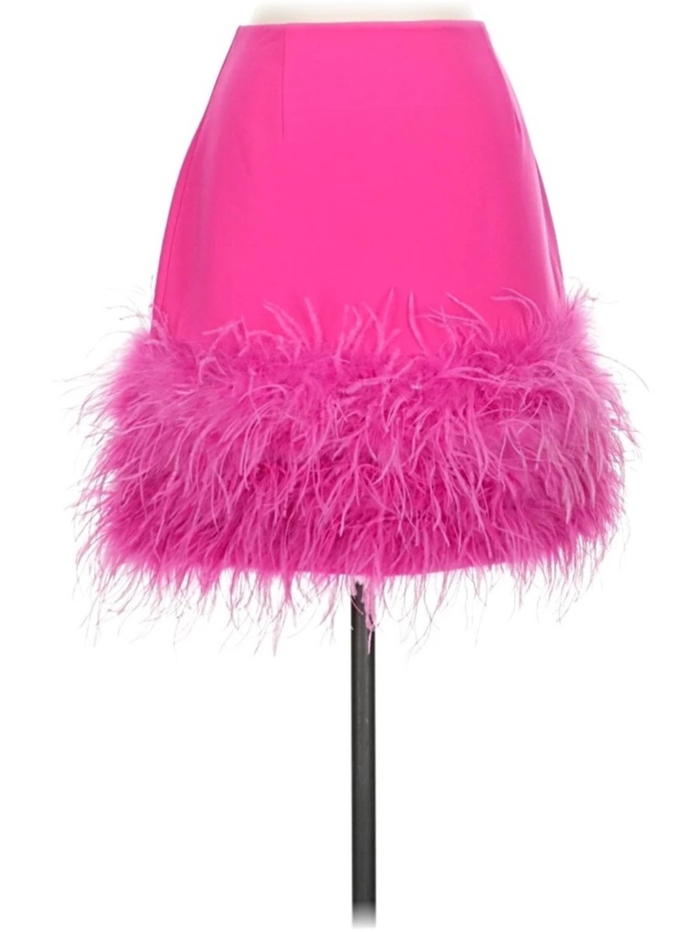 NADINE MERABI Hot Pink Feather Hem Mini Skirt